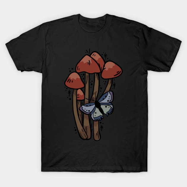 Mushroom and Moth T-Shirt by bwakey77